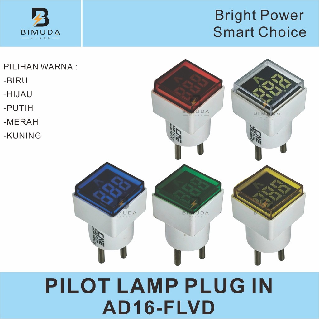 Fourclub_ Volt Meter Digital Plug In / Colokan Ad16-22Flvd With Indicator Lamp Led Bentuk Kotak