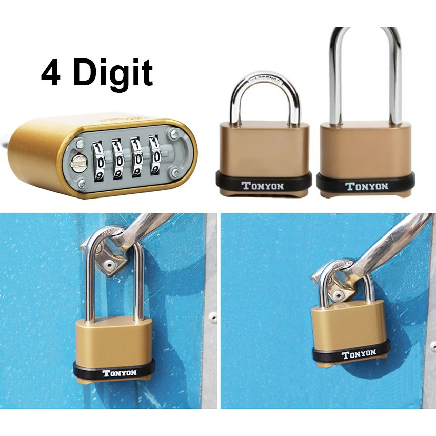 Kunci Keamanan Luar Ruangan 4 Digit – Kombinasi Dapat Diatur Ulang, 10.000 Kemungkinan