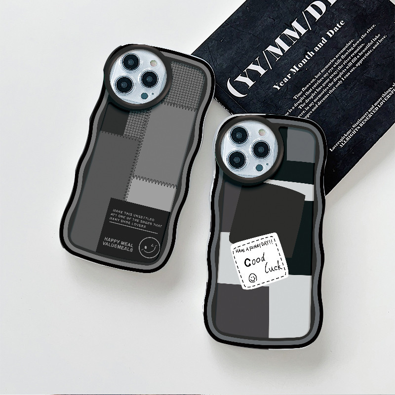 Gelombang Transparan Casing Motif Good Luck Kubus Untuk iPhone 15 14 13 12 11 Pro X XR Xs Max 6 6s 7