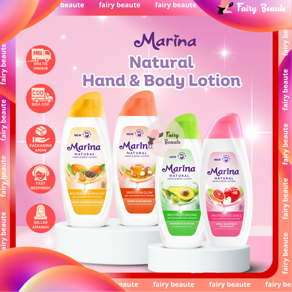 MARINA HAND BODY LOTION NATURAL EXTRA FILL 25% BPOM ORIGINAL
