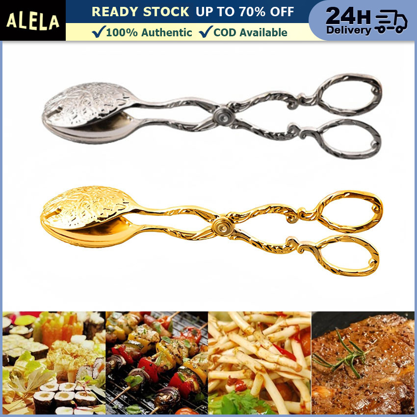 Food Tong Klip Penjepit Kue Makanan Buah Salad Ukir Vintage Bread Tong Capitan Roti Gold