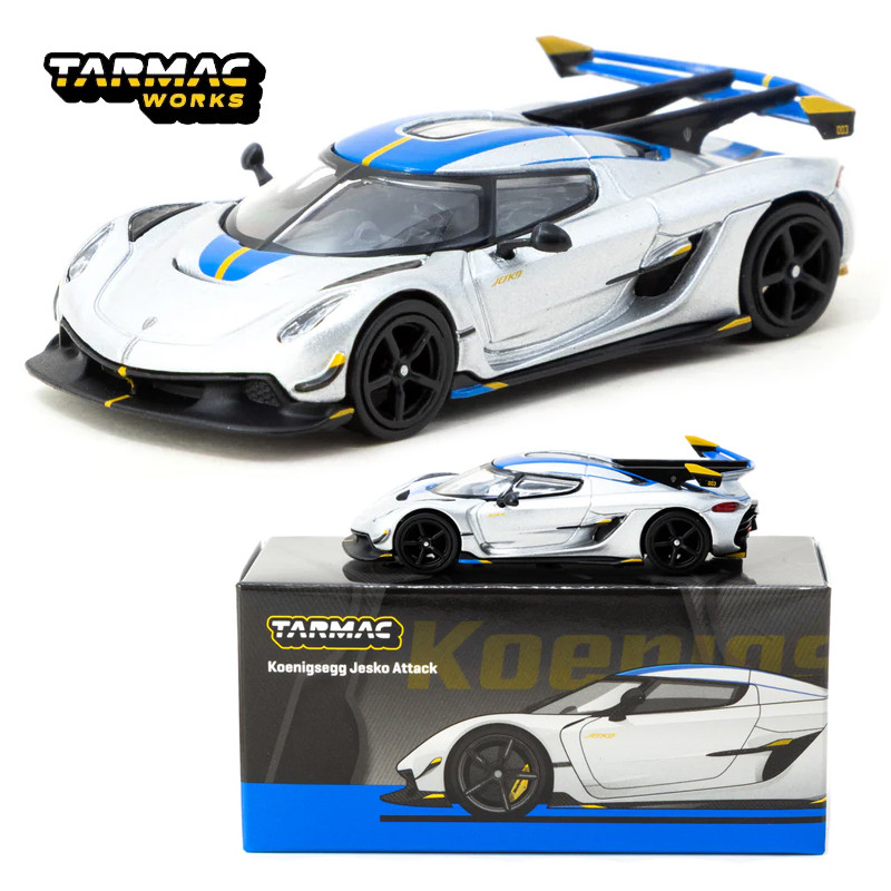 TW 1:64 Tarmac Works Koenigsegg Jesko Attack Silver Alloy car model