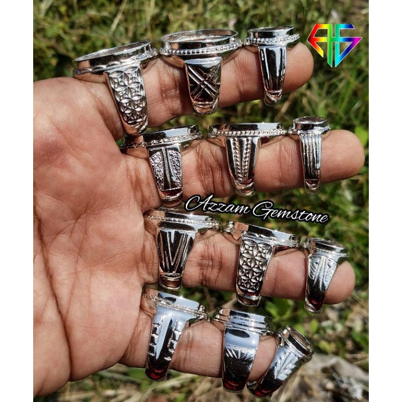 RANUWI Grosir Cincin Ring Emban Alpaka Super Model T Kwanjin Tanam Harga perkodi @20 pcs bkn Stainle
