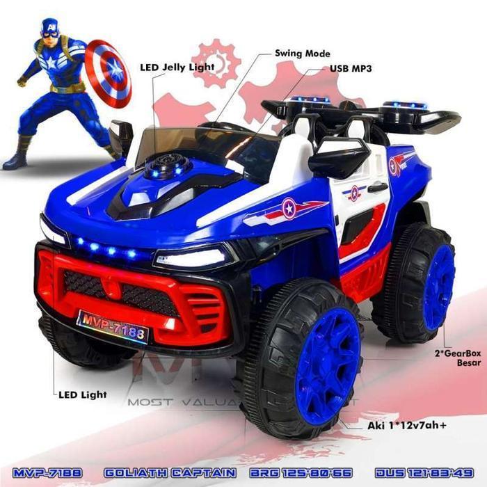 (FREE ONGKIR) Mainan anak mobil aki Jeep Goliath Spider (MVP-7188) * - Biru