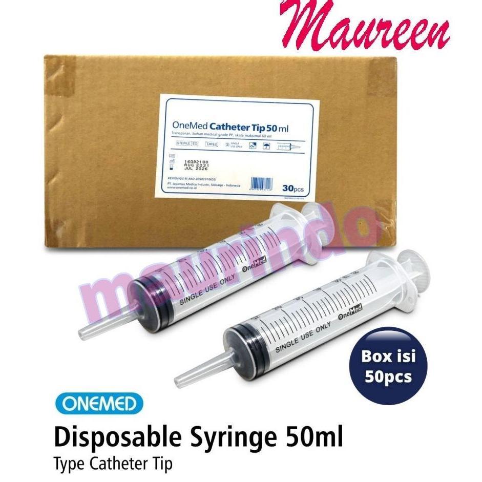 [COD] Onemed Disposable Syringe 50 cc LUER LOCK / ml BOX ISI 20pcs LL