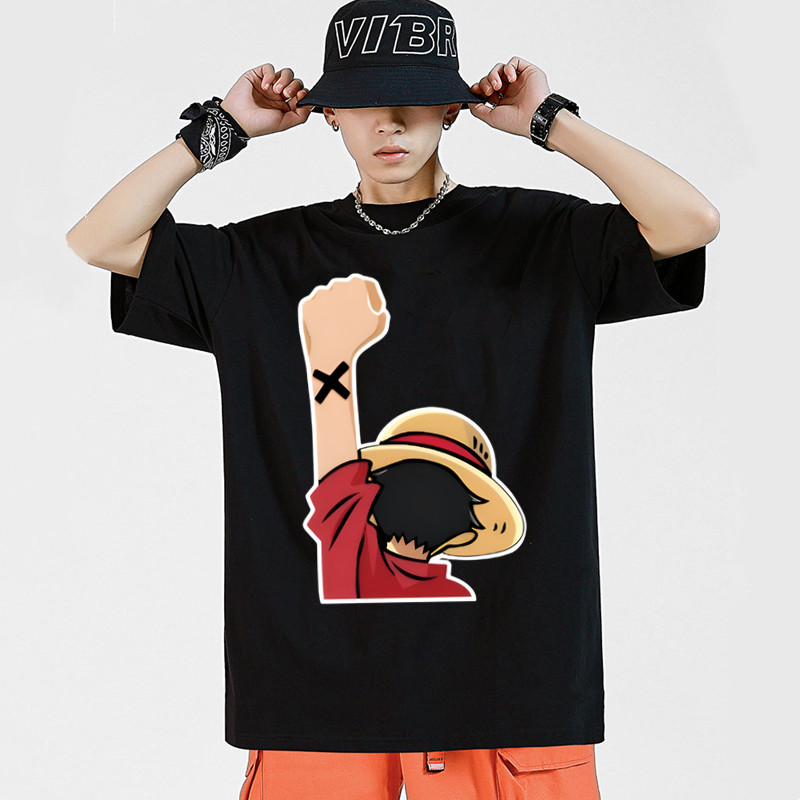 (COD) Kaos Oversize Pria Cute cartoon of One piece Katun,terbaru kekinian 100% cotton tee