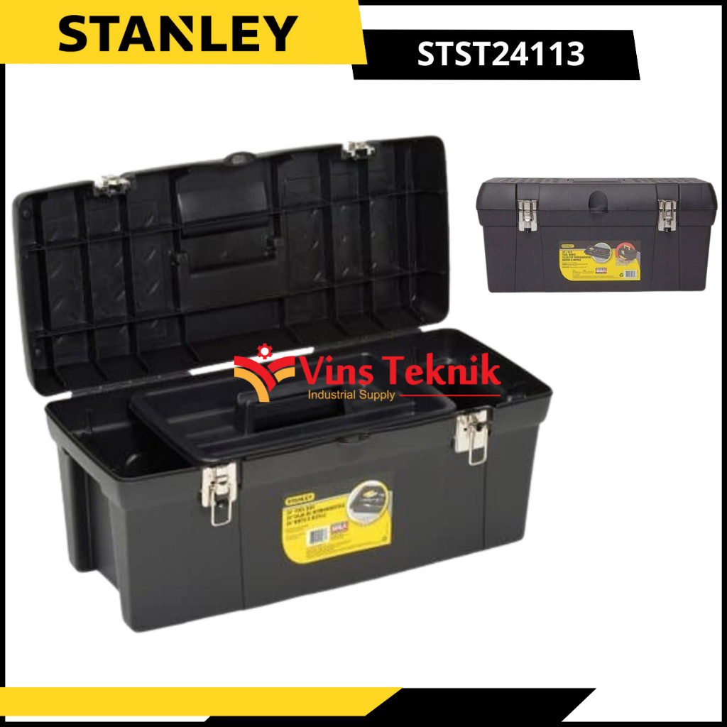 STANLEY STST24113 ToolBox Plastic Tool Box Metal Latches Toolbox 24 Inch Kotak Alat Perkakas