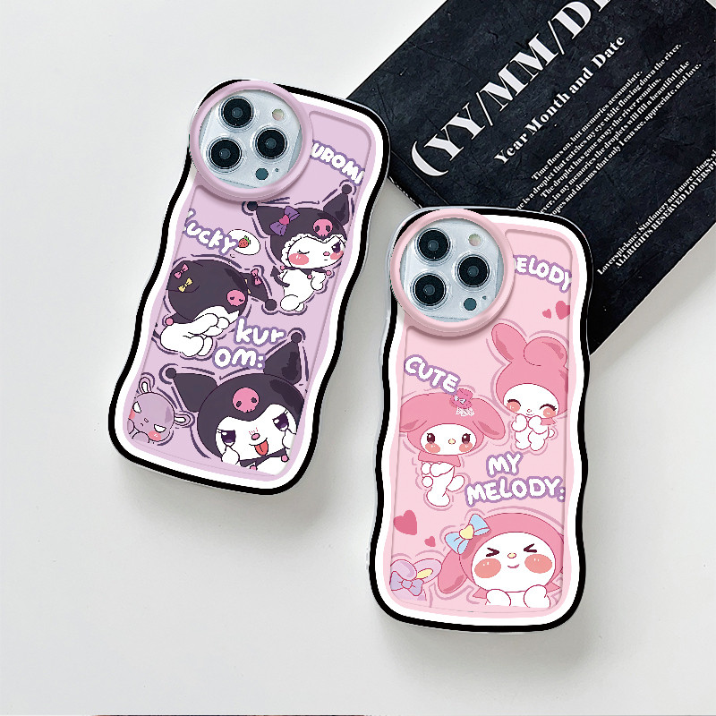 Gelombang Transparan Casing Motif Kartun Kuromi Untuk iPhone 15 14 13 12 11 Pro X XR Xs Max 6 6s 7 8