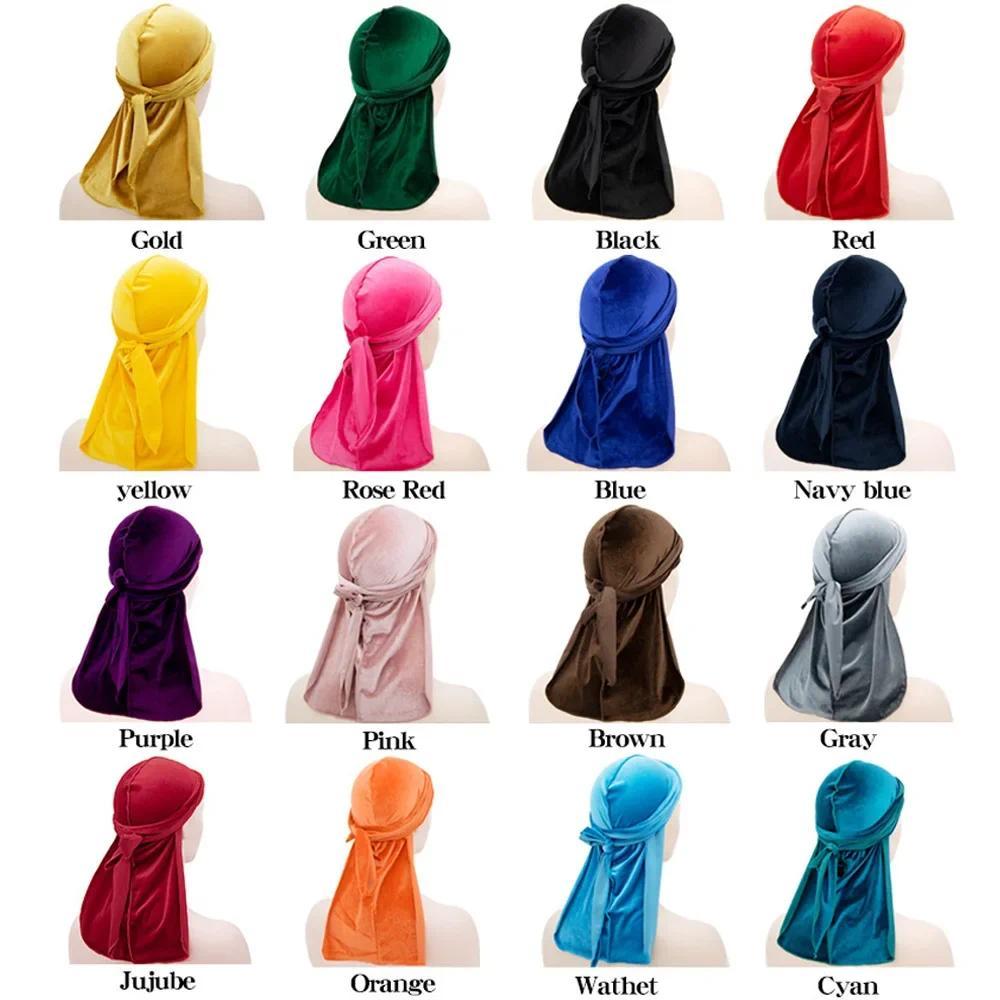 Uni Men Women Velvet Doo Rags Durag Head Wraps Dew Rags Bana Beanie for Cycling Motorcycle Banna Cap