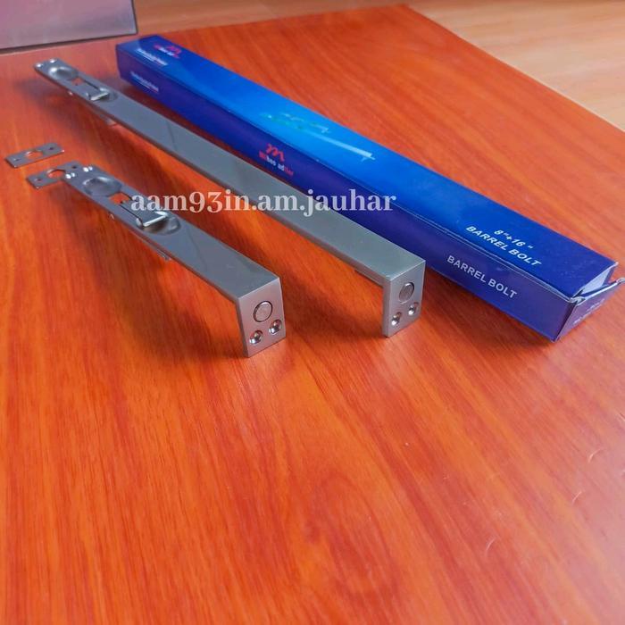 Grendel tanam 8" + 16" inch MULLER 40,5 cm & 19,3 cm pintu kupu tarung minimalis BARREL BOLT 460 gra