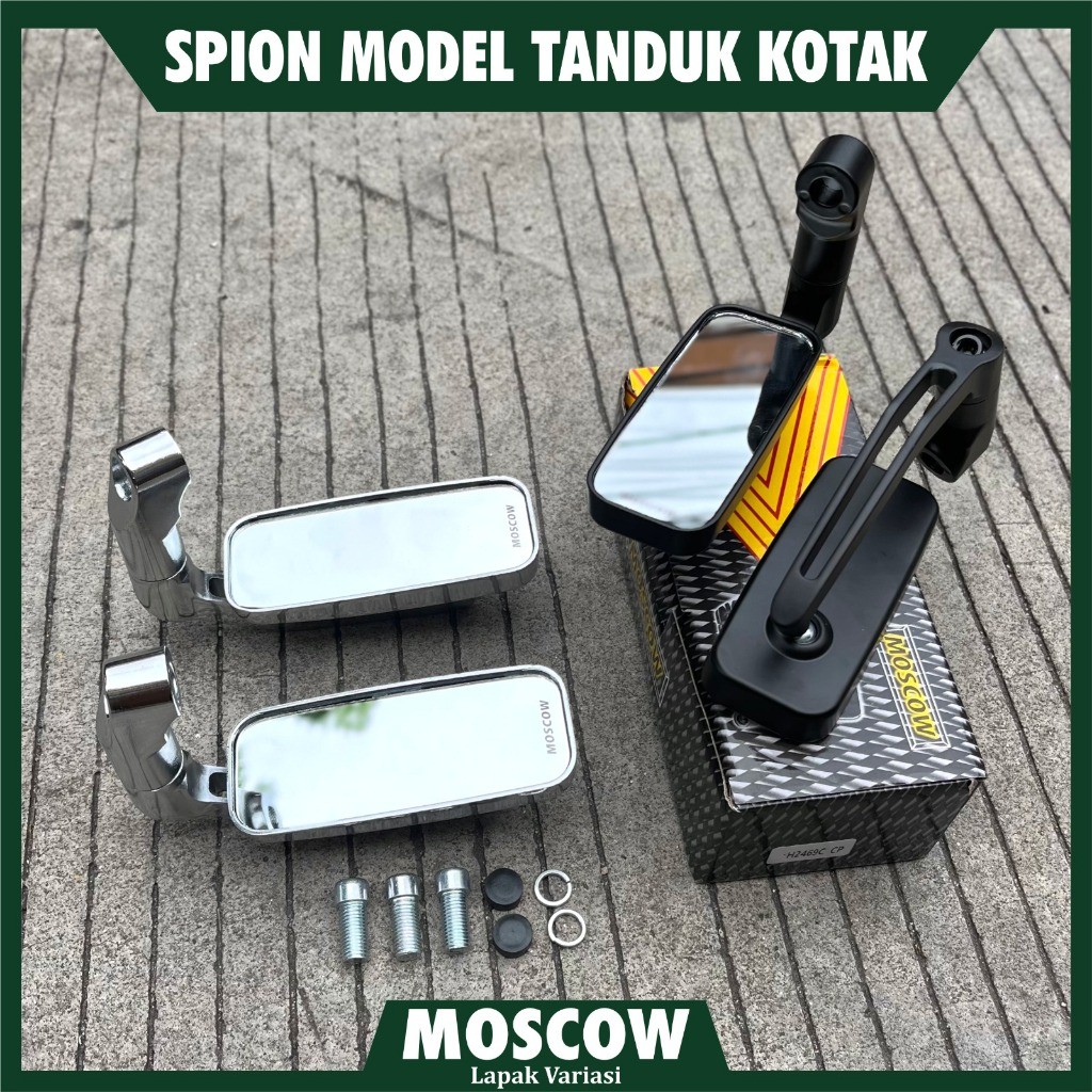 AURA Spion H2469C Model TANDUK Kotak Sepasang Kaca bening Datar MOSCOW ORIGINAL PREMIUM Nmax X-Max P