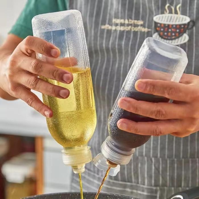 Botol Fliptop untuk Minyak Makan Kecap Saos Saus Madu tomat Bumbu Cair Dapur Plastik bentuk Kotak Se
