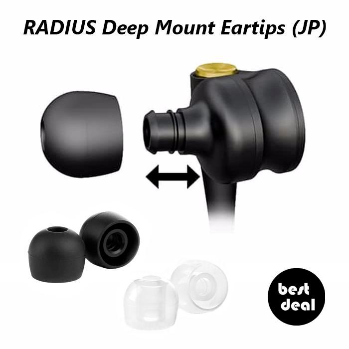 (Per Pasang) Radius Deep Mount Earpiece - Earphone Tips Eartips Eartip - Black, XS
