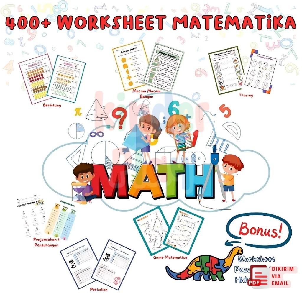 400+ Worksheet Matematika Anak TK sampai SD | Belajar Angka, Operasi Hitung, Logika dan Pola