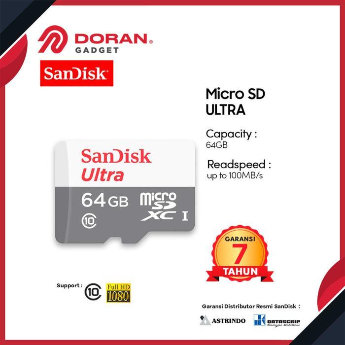 Sandisk Micro SD 64GB CL10 100Mbps / kartu memori micro sd 64 gb