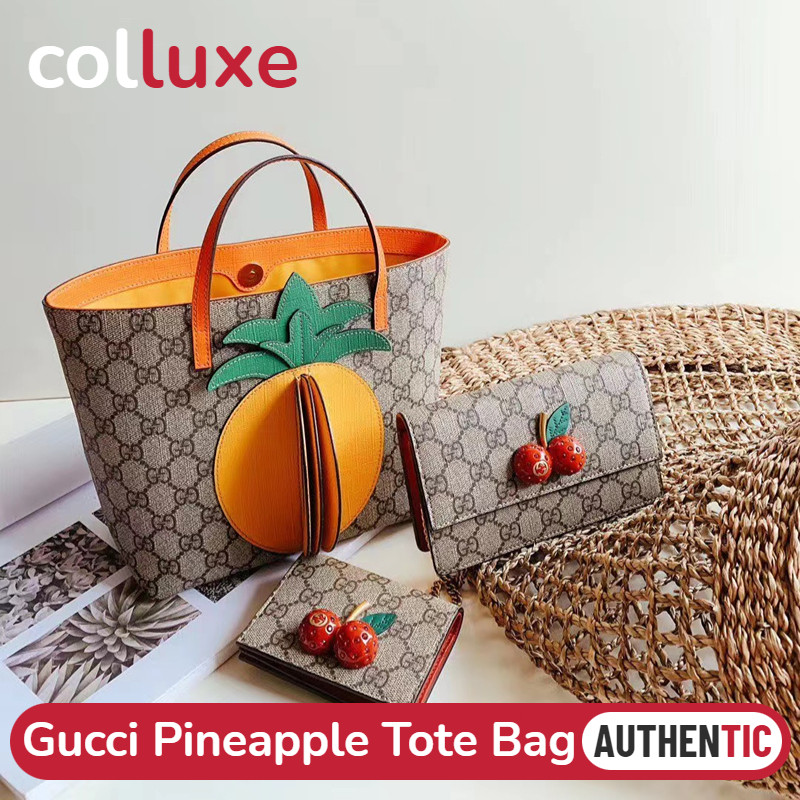 Menyediakan resi  GUCCI Pineapple Tote Bag Tas Pineapple Bag Siri 580840