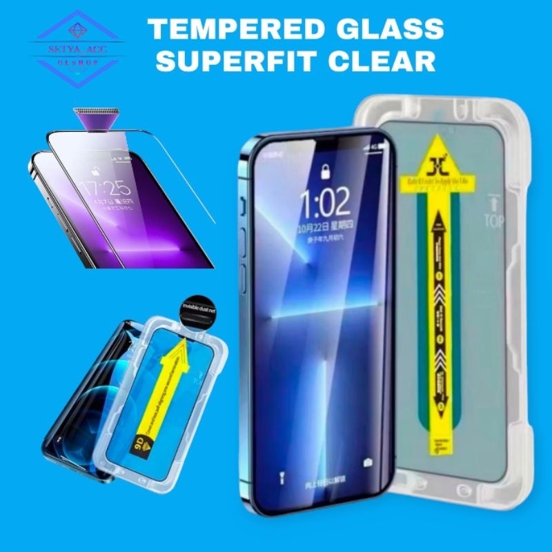 Tempered Glass Superfit Clear Bening I-Phone 11 12 13 14 15 16 Pro Max 4g 5g Anti Gores Handphone An