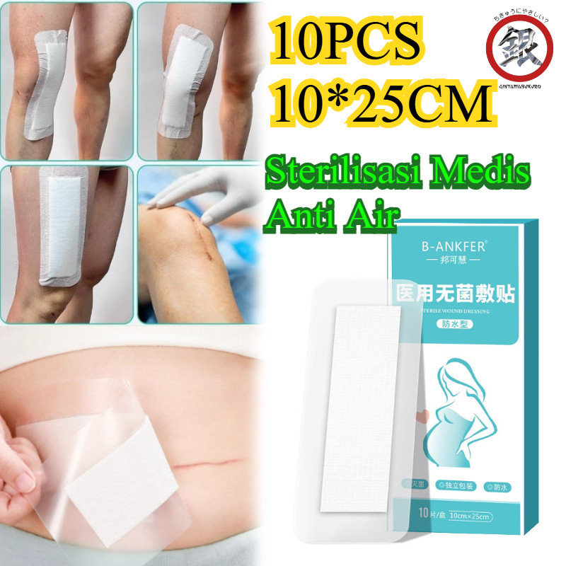 10PCS 10*25CM Perban Luka Bekas Luka Operasi / Perban Luka Steril Medis Plester/ Steril Perban Opera