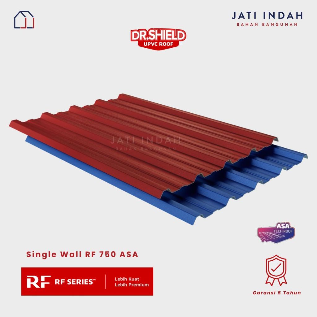 Dr. Shield RF 750 Atap UPVC Single Wall Trimdeck Tebal 1.5 mm Warna Merah dan Biru (Atap Koperasi Me
