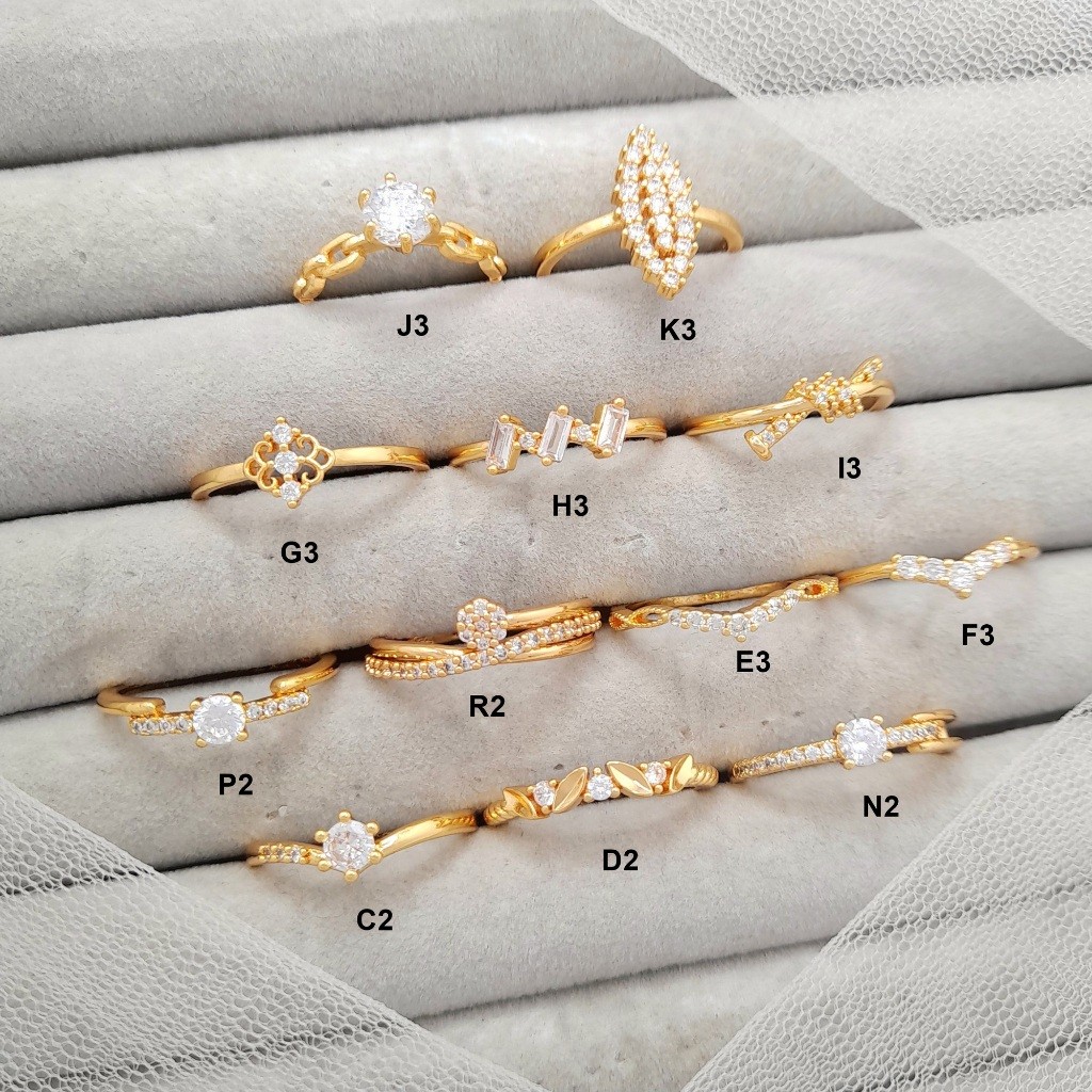 Cincin Wanita Xuping Model Cantik Elegan Berlian Imitasi Lapis Emas Gold - BR387