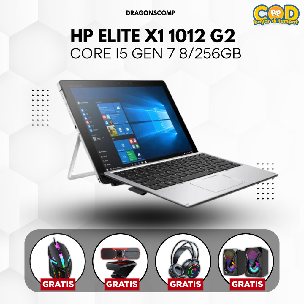 Laptop HP Elite X2 1012 G2 2in1 Intel Core i5 Generasi 7 8/256GB - Laptop Murah Bergaransi