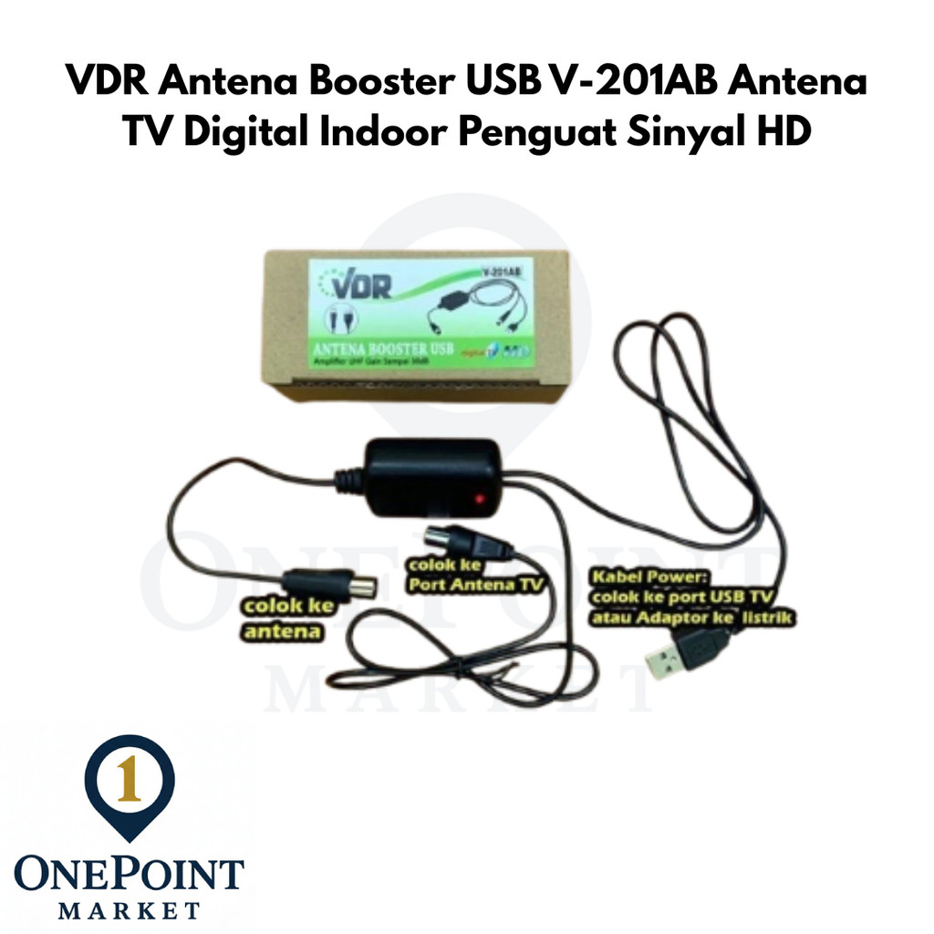 VDR Antena Booster USB V-201AB Antena TV Digital Indoor Penguat Sinyal HD