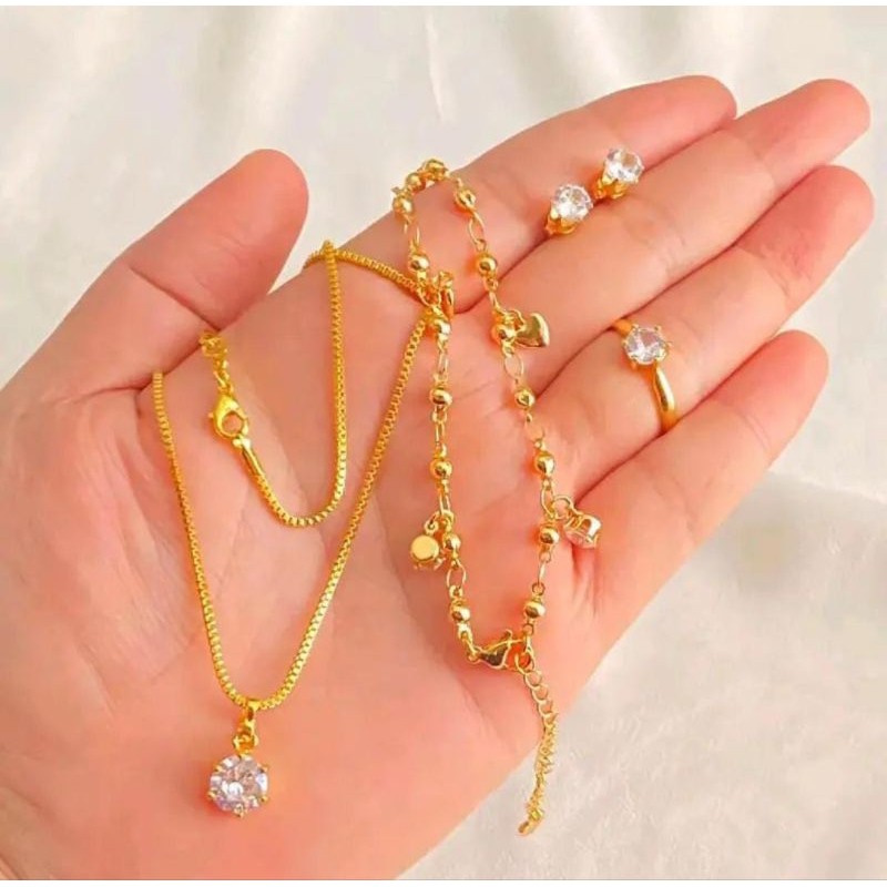 COD SATU SET Set Perhiasan Mata Satu Titanium Dewasa Gold ELEGANT