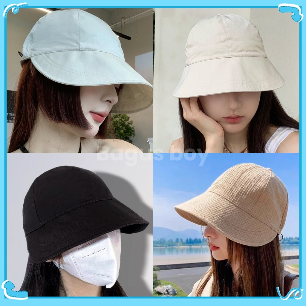 Bagus boy Topi Tepi Lebar Lipat Wanita Korea Topi Wanita Portabel Topi Olahraga Wanita Topi Pantai W