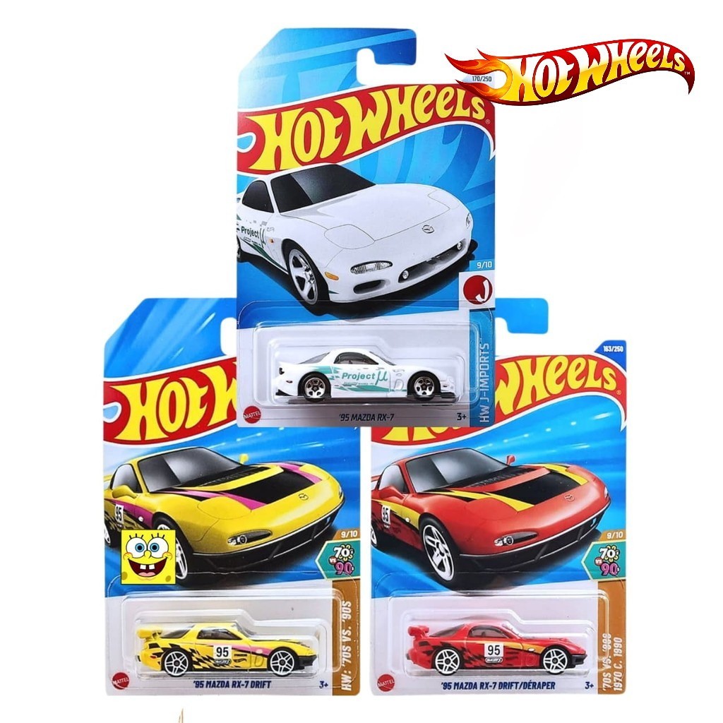 HOTWHEELS 95 MAZDA RX-7 PUTIH BIRU ORIGINAL