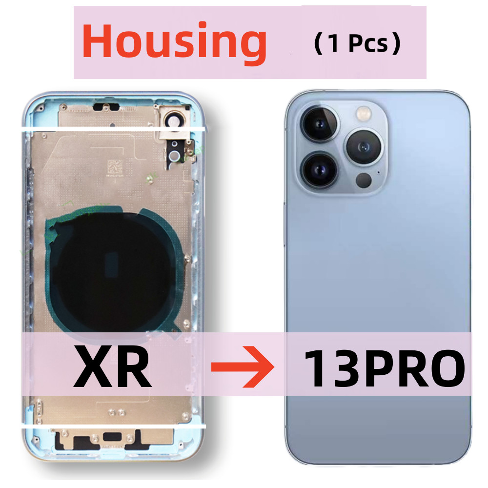 For iPhone Housing XR to 13PRO Housing Battery Midframe Replacement XR Like 13PRO Back Cover Frame H