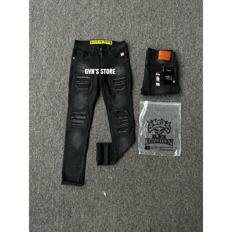 celana jeans robek panjang pria rucas origa black  baron