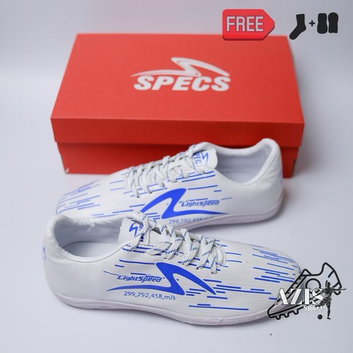 Promo Sepatu Futsal Specs Light Speed Reborn White Blue Original