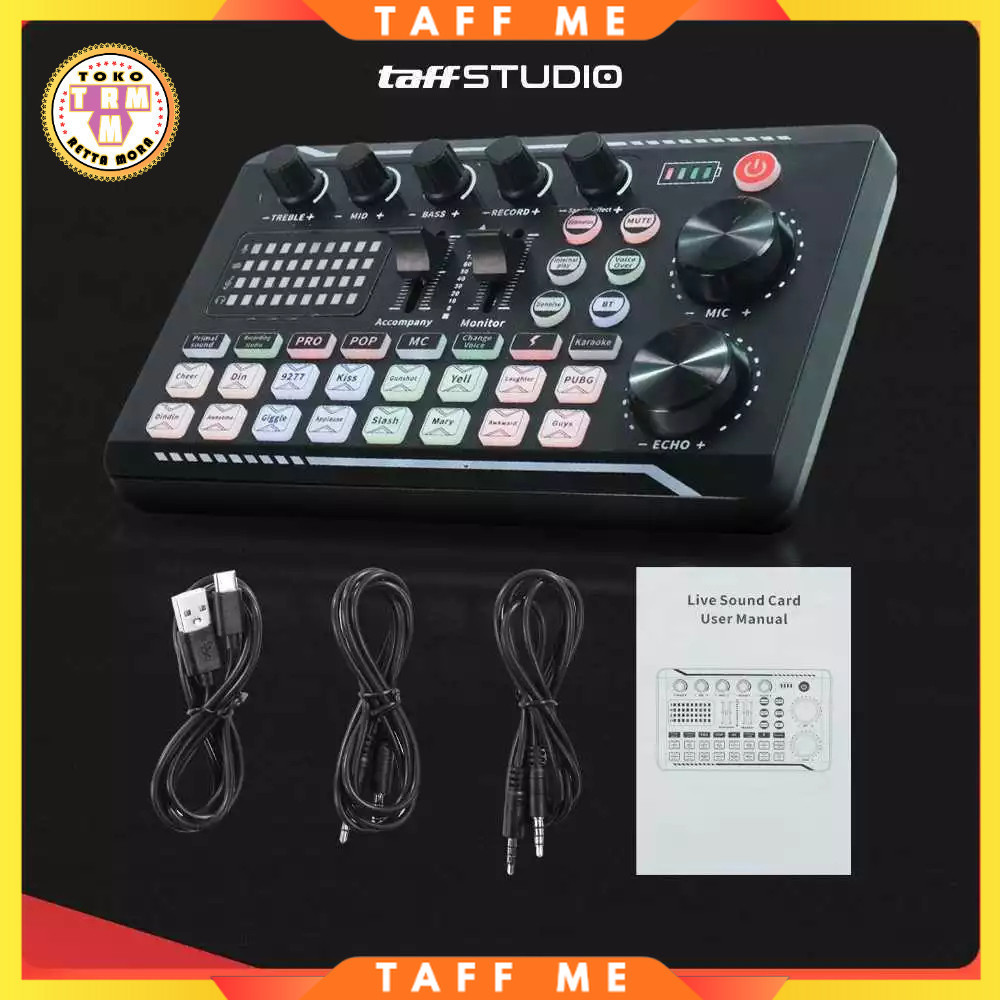 Pro Audio Bluetooth Mixer Sound Card Live Broadcast Karaoke Original TaffSTUDIO Terbaik F998