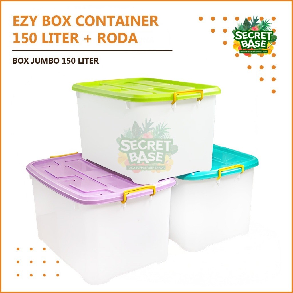 EZY BOX CONTAINER 150 LITER + RODA - Box Container / Kontainer Box Plastik / Box Jumbo 150 Liter