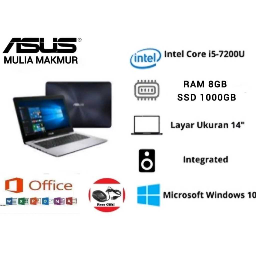 SIAP PAKAI..Laptop ASUS A456U Intel CORE i5 gen 7/Nvidia 2Gb/gaming (free mouse)