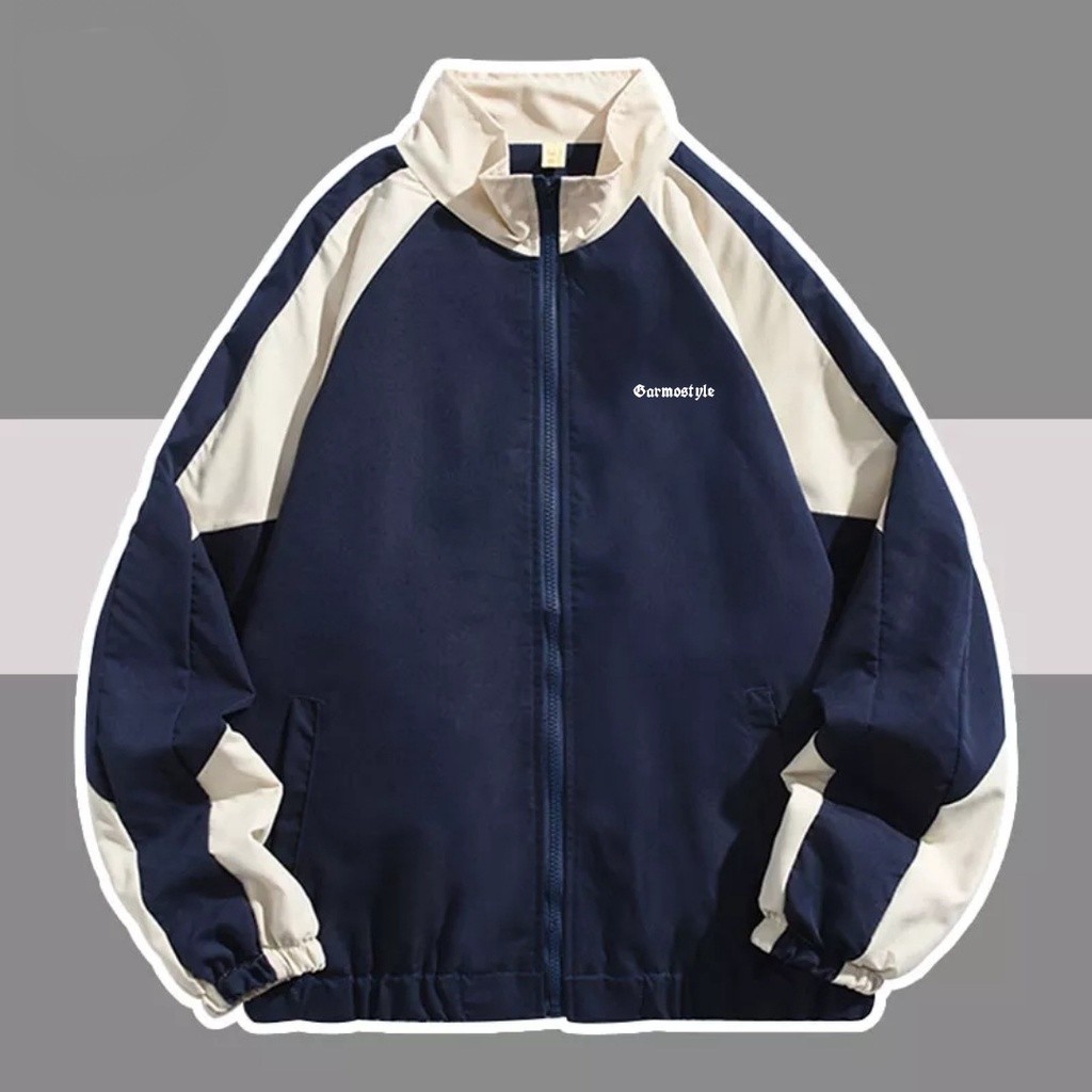 Varsity Jacket Vintage Soft Parasut Waterproof Mantel Pria