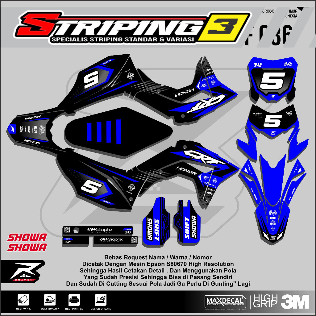 DECAL CRF 150 MERAH HITAM DECAL CRF HITAM BIRU STICKER CRF 150 FULL BODY