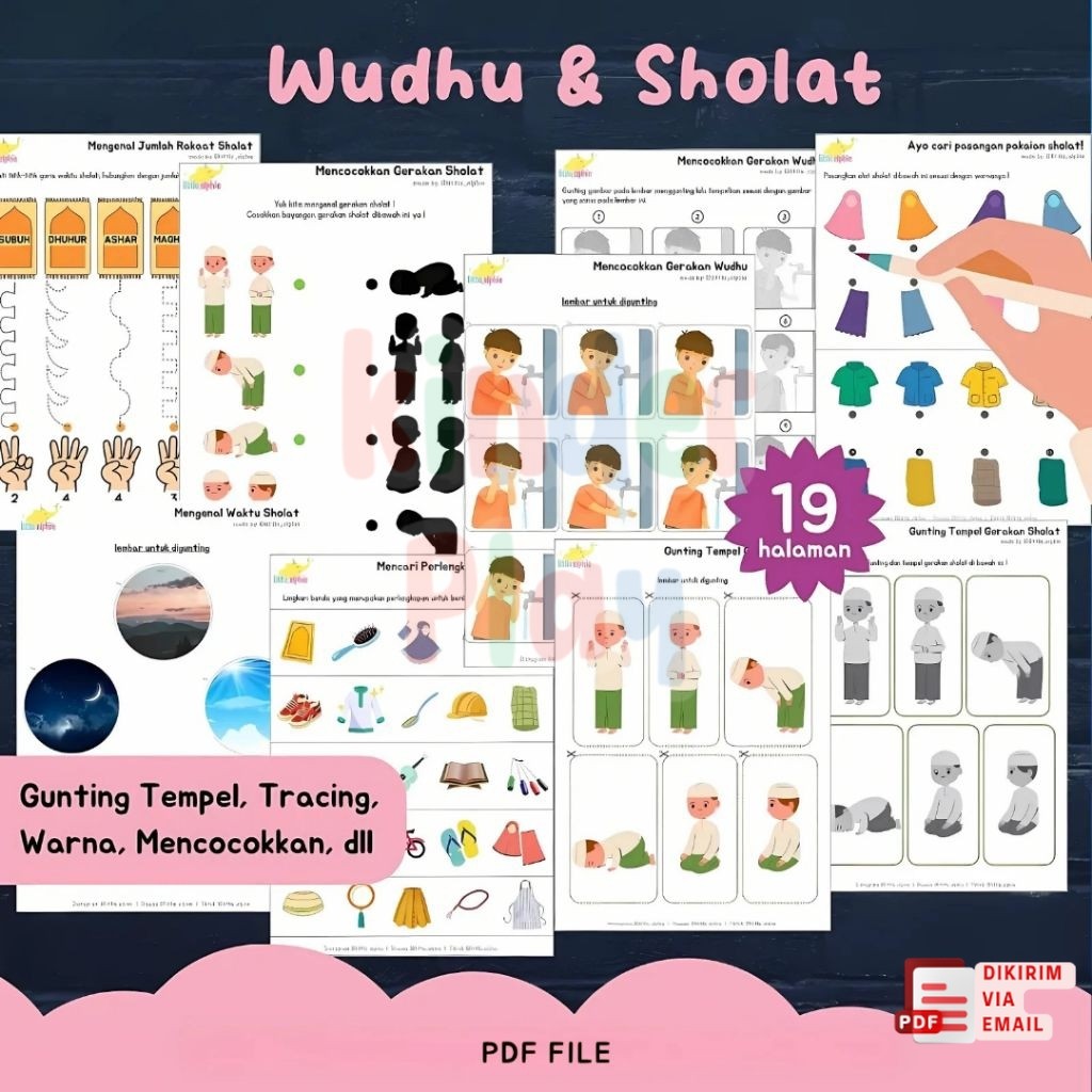 Wudhu & Sholat | 19+ Worksheet Edukatif Anak – Belajar Tata Cara Wudhu dan Sholat