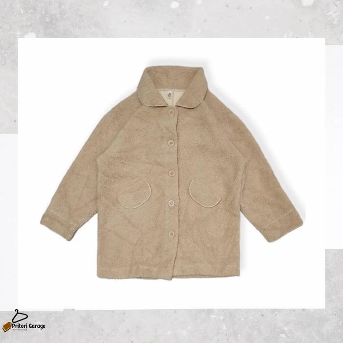 Harington Fleece Wool Sherpa Jacket Diely Light Brown Color "Vintage"