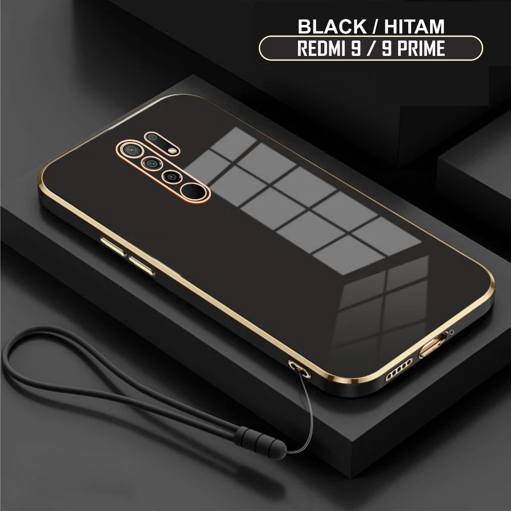 Softcase Redmi 9 9C 10A Case Luxury Plating Free Tali Lanyard Casing Handphone