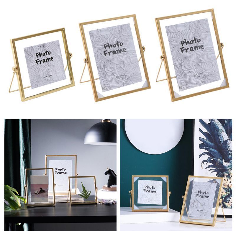 Bingkai Foto Gold Emas Elegan Frame Foto Minimalis Kaca Dekorasi Meja Hiasan Rumah Aesthetic Mewah