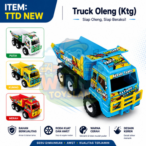 Truk Dump Mainan Anak Truck Oleng KTG Plastik Tebal Bak Bisa Diangkat Viral Murah COD