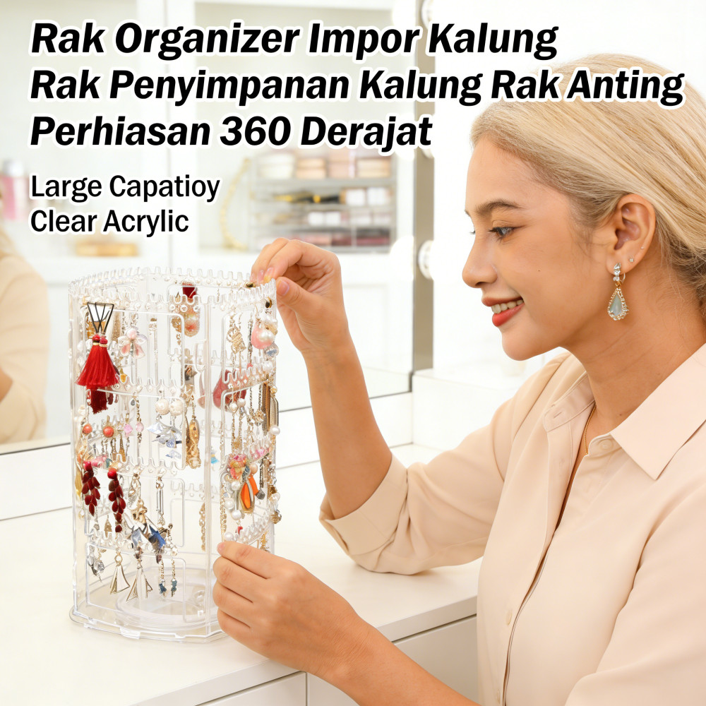 Penyimpanan Kalung Rak 360 Impor Rak Anting Rak Organizer Anting Kalung