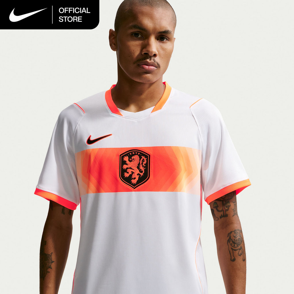 Jersey Sepak Bola Timnas Belanda Away Putih Bahan Dry Fit Pakaian Olahraga