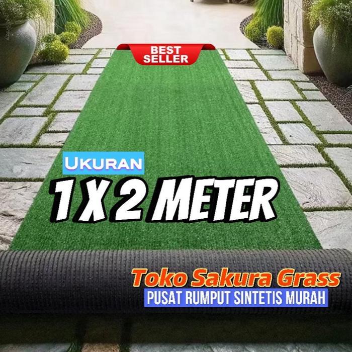 PROMO RUMPUT SINTETIS 3 CM 100 X 200 CM TIPE SWISS / JEPANG TERLARIS DITAMAN Terlaris