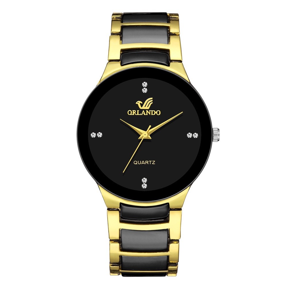 JAM TANGAN PRIA ORLANDO ORIGINAL HITAM RANTAI STAINLESS GOLD EMAS MURAH LAIGO BESI COWOK KEREN JAM09