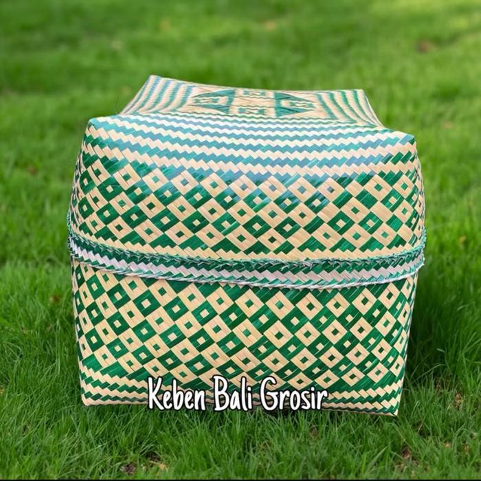 KEBEN BAMBU 30 x 30 || Keben Bali Keben Ulatan Bambu Keben Cat - hijau kotak