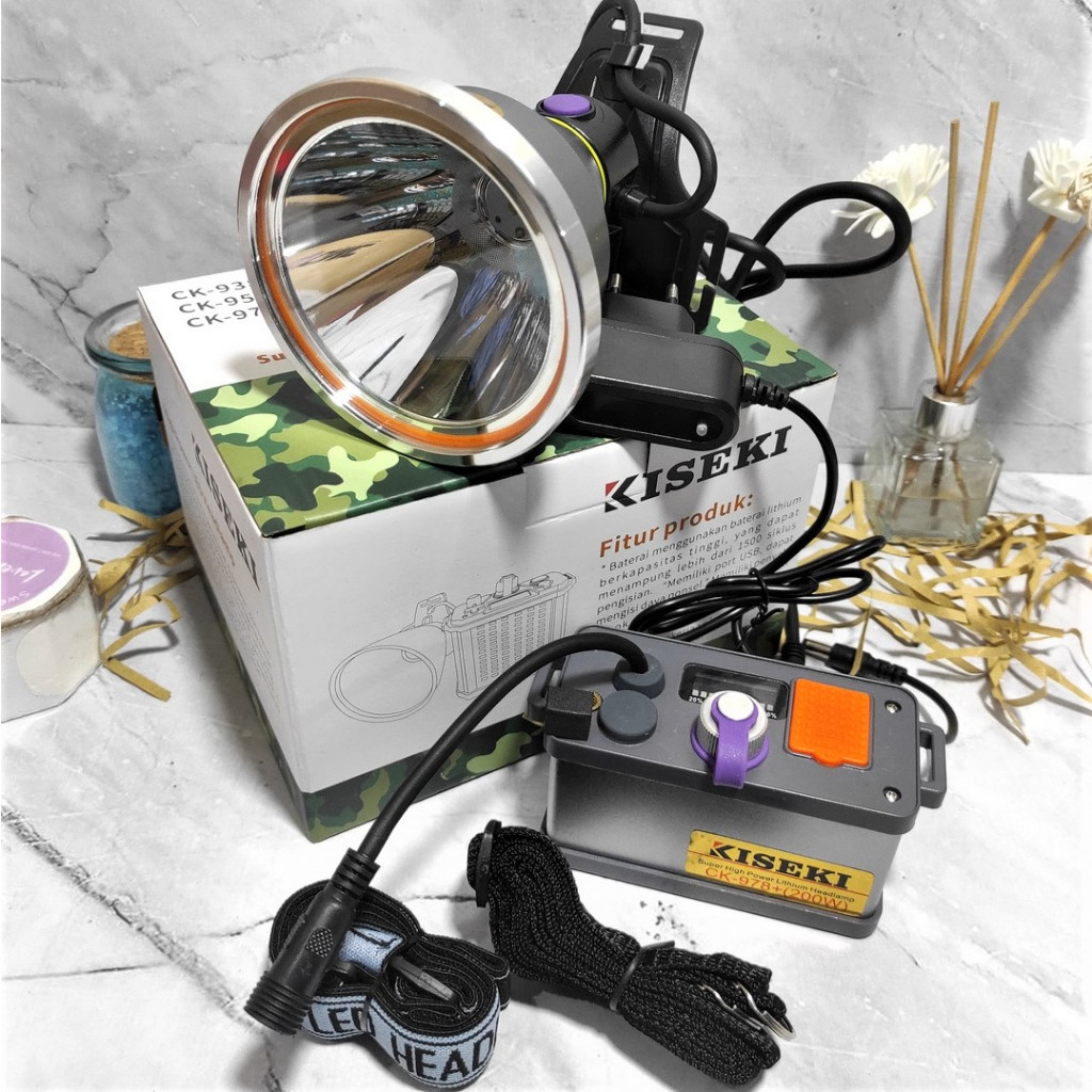 Senter Kepala Kiseki CK-978+ Headlamp 200Watt Led Light Super Bright Tahan Hingga 12Jam