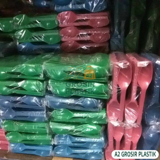 Sendok Pop Ice Warna 100 pcs/Sendok Warna/Sendok Plastik/Sendok Warna Plastik Sendok Mirosa