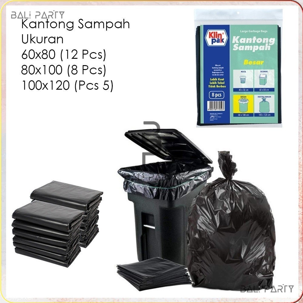Klin Pak Kantong Sampah Besar 80x100cm Isi 8 Pcs - Plastik Sampah Tebal Kuat .